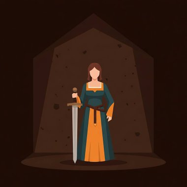 Kılıçlı ortaçağ kadını, ortaçağ şatosu, ortaçağ konsepti