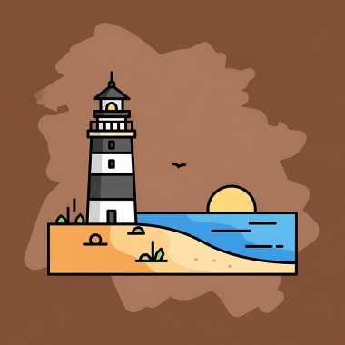 deniz feneri simgesi vektör logo şablonu