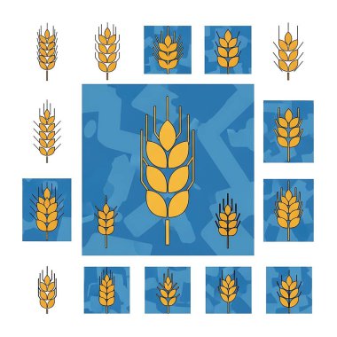 Buğday simge seti, düz stil