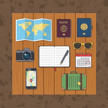 seyahat seti simgeleri vektör illüstrasyon tasarımı