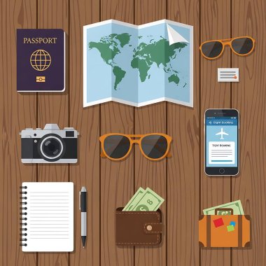 travel and vacation set icons
