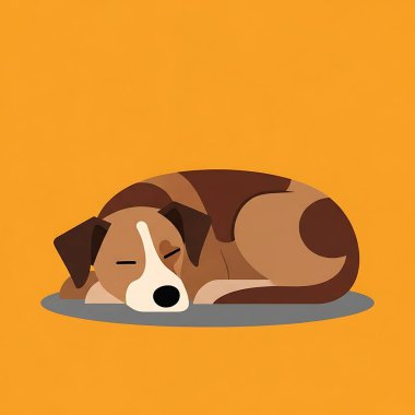 Yatakta uyuyan sevimli çizgi film köpeğinin vektör çizimi