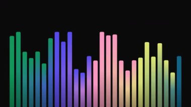 Siyah arkaplan grafiğinde renkli çubuklar.