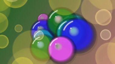 Canlandırılmış Arkaplanda Renkli Kabarcıklar Yüzüyor.