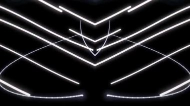 Gelecekçi Neon Işık İzleri Karanlıkta.