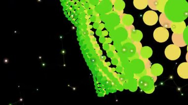 Siyah Arkaplan Animasyonunda Yeşil ve Sarı Çemberler.