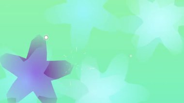 Mor Yıldız Şekilleri Yeşil Arkaplanda İlerliyor.