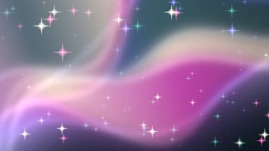 Açık pembe, uzay yıldızlı yeşil vektör düzeni.