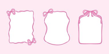 Şirin kurdele kenarlı el yapımı pembe yay çerçeveler, düğün davetiyeleri, kartlar, planlamacılar ve kadınsı tasarımlar için mükemmel..