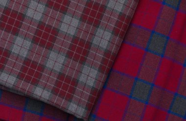 Yeşil, mavi ve sarı gölgeli net kontrol çizgileri olan yoğun bir tartan. Sert yüzey ve iplikler kültürel ve tekstil projeleri için ayrıntılı bir arkaplan oluşturur