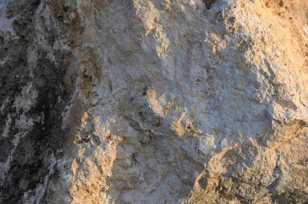 Güneş ışığı, yıpranmış bir kayanın pürüzlü yüzeyinde dans eder. Doğanın karanlık çöktüğünde dokusunun güzelliğini yakalar..