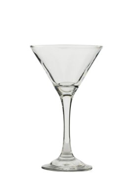 Geniş, sembolik V şeklinde bir kase ve saf beyaz arka planda mükemmel izole edilmiş uzun, zarif bir gövdesi olan klasik bir martini bardağı. Bu profesyonel stüdyo çekimi, martini, kozmopolit kokteyller gibi karmaşık tasarımı vurguluyor.