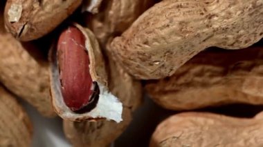 Kabuklarındaki fıstıkların kırsal bir kağıdın açık ağzında yuvarlanıp nötr bir yüzeye döndüğü sinematik bir çekim. Bileşim, bir rahatlama, cömertlik ve gelişigüzel, ulaşılabilir atıştırma hissini kaynağından aktarıyor..