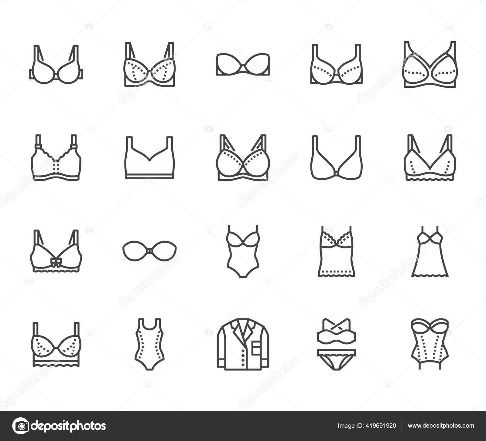 Lingerie Flat Line Icons Set Bras Types Woman Underwear Maternity Stock  Vector by ©Nadiinko 419691920
