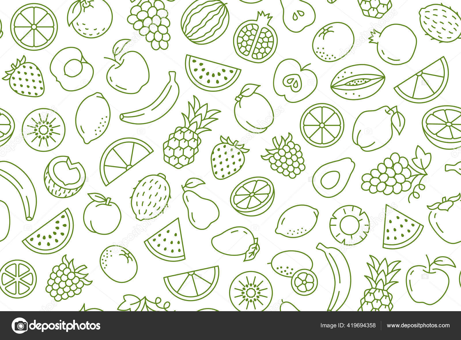 Fruit Berry Background Abstract Food Seamless Pattern Fresh Fruits