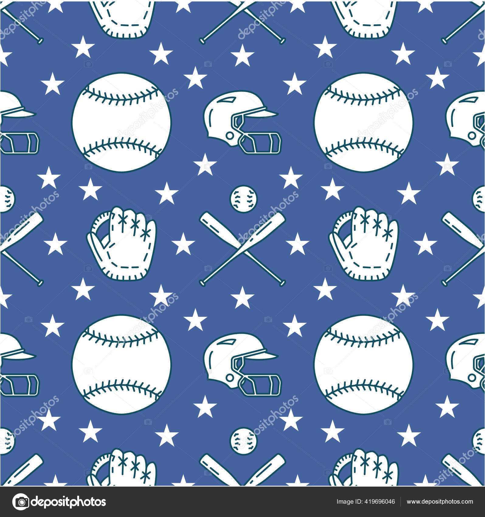 Vector Blue Sport Balls Seamless Pattern Or Background Stock