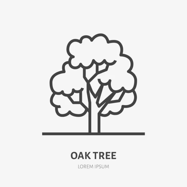 stock vector Oak tree flat line icon. Vector thin sign of park plant, ecology logo. Nature illustration, forest symbol.