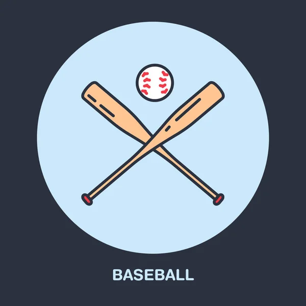 Béisbol Icono Línea Vectorial Softbol Murciélagos Logotipo Bola Señal Equipo — Vector de stock