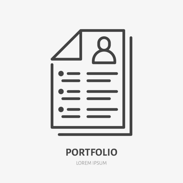 Hervat Lijn Icoon Vector Pictogram Van Portefeuille Job Interview Formulier — Stockvector