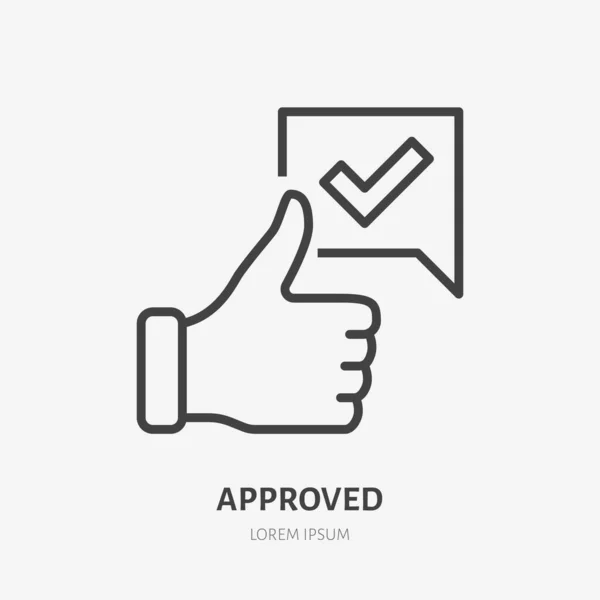 Thumb Line Icon Vector Pictogram Approve Best Choice Illustration Sign — Stock Vector