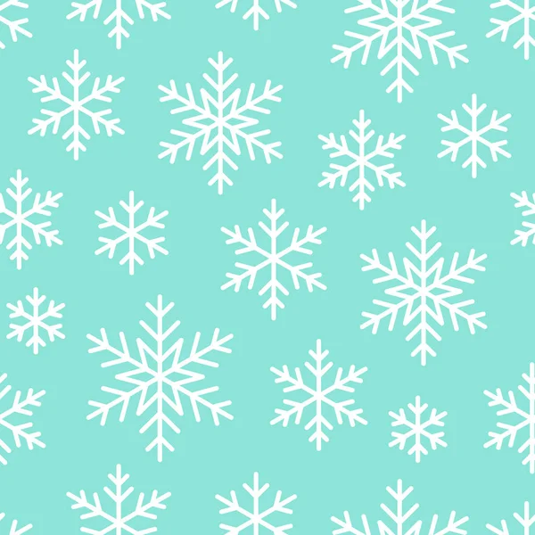 クリスマス 新年のシームレスなパターン 雪の結晶ラインイラスト 冬の休日 寒い季節の雪のフレーク 雪のベクトルアイコン 祝賀会暗白色繰り返される背景 — ストックベクタ
