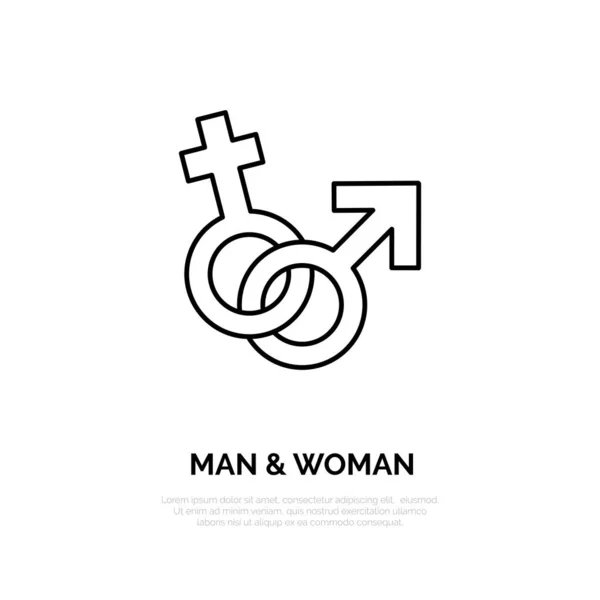 Modern Vector Line Icon Male Female Gender Linear Logo Outline — Stock Vector