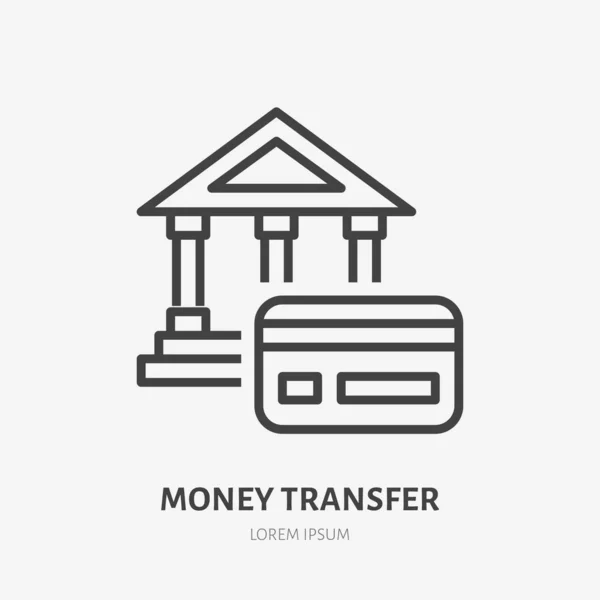 Creditcard Bankkaart Icoon Geld Overmaken Dunne Lineaire Logo Voor Financiële — Stockvector