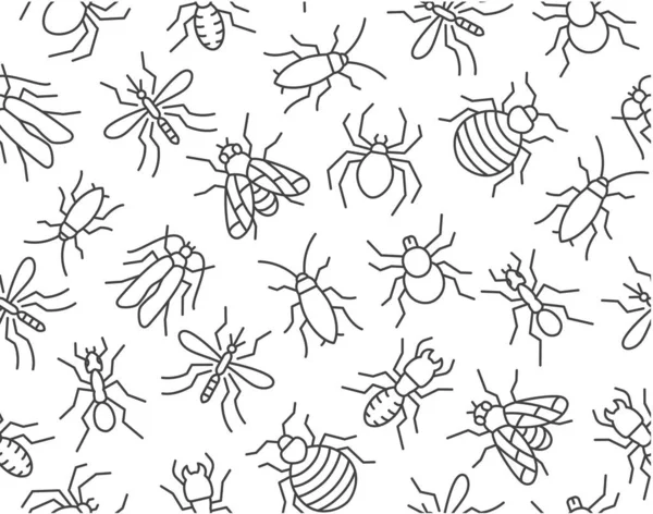 Schädlingsbekämpfung Nahtlose Muster Mit Flachen Linien Symbole Insekten Hintergrund Mücke — Stockvektor