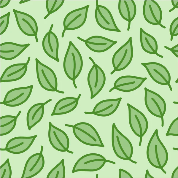 Fond Feuille Modèle Sans Couture Couleur Verte Avec Des Feuilles — Image vectorielle