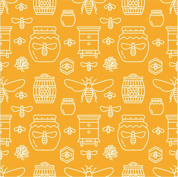 Imkerei Nahtlose Muster Orange Farbe Bienenzucht Vektor Illustration Bienenstock Bienenstock — Stockvektor