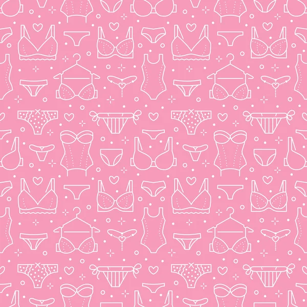 Lingerie Motif Sans Couture Avec Des Icônes Ligne Plate Types — Image vectorielle