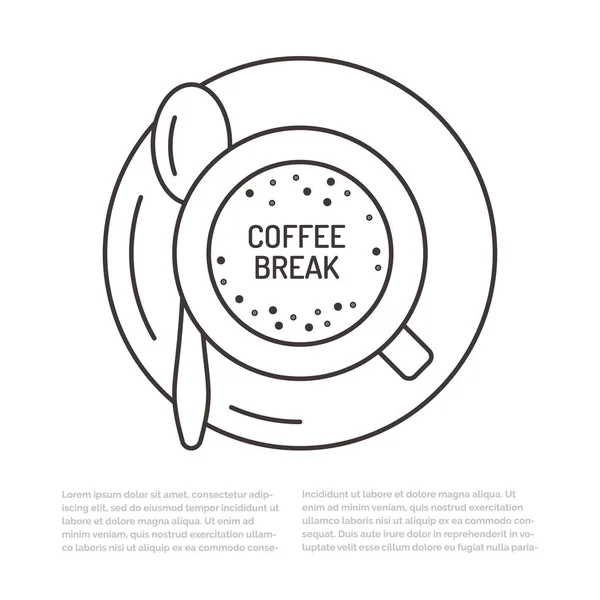 Κύπελλο Καφέ Επίπεδη Γραμμή Εικονογράφηση Espresso Ποτό Top View Έννοια — Διανυσματικό Αρχείο