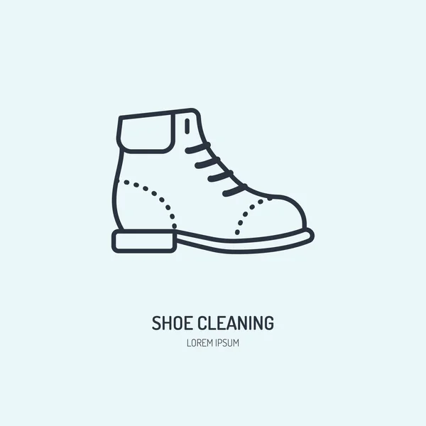 Значок Линии Ремонта Обуви Логотип Чистки Обуви Уборка Кожаных Сапог — стоковый вектор