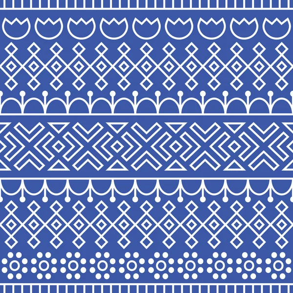 Patrón Inconsútil Inspirado Arte Popular Escandinavo Finlandés Fondo Nórdico Azul — Archivo Imágenes Vectoriales