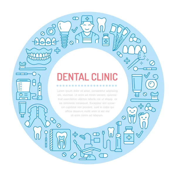 Dentista Banner Médico Ortodoncia Con Icono Línea Vectorial Equipos Cuidado — Archivo Imágenes Vectoriales