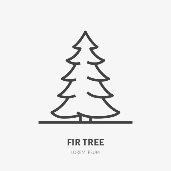 Icono Línea Plana Árbol Navidad Abeto Signo Delgado Vectorial Planta — Vector de stock