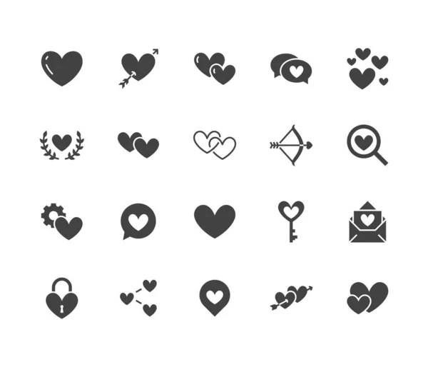 Sada Plochých Symbolů Srdce Love Dating Site Vector Illustrations Two — Stockový vektor