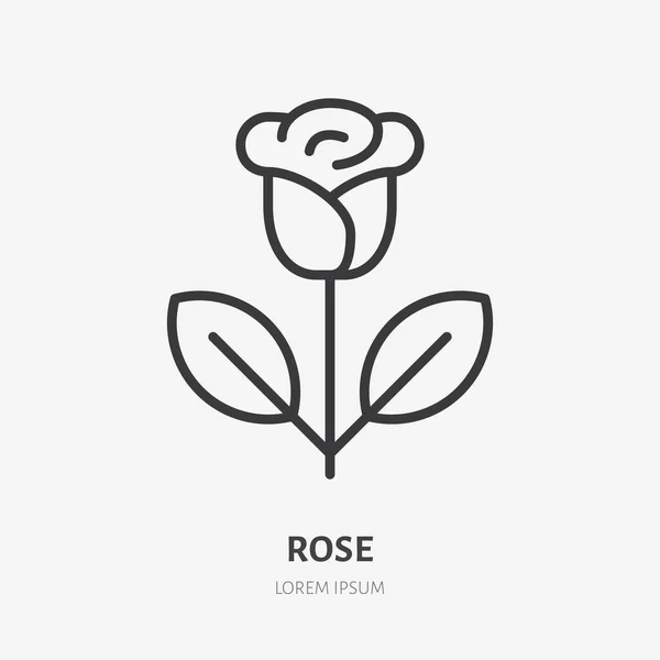 Rózsa Vonal Ikon Vektor Piktogram Egy Virág Növényi Illusztráció Virágüzlet — Stock Vector