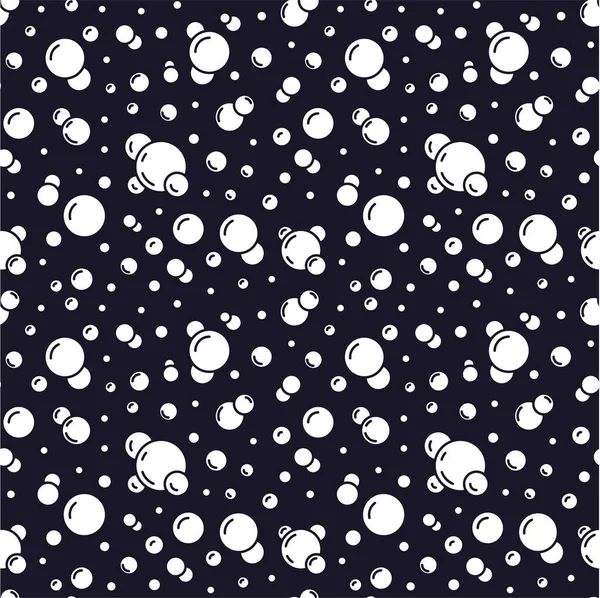 Bubbles Векторный Бесшовный Рисунок Плоскими Иконками Линии Черно Белая Текстура — стоковый вектор