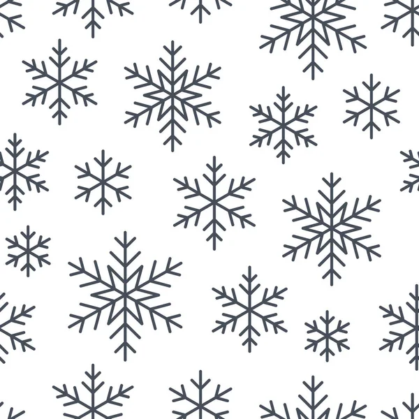 Kerstmis Nieuwjaar Naadloos Patroon Sneeuwvlokken Lijn Illustratie Vector Iconen Van — Stockvector