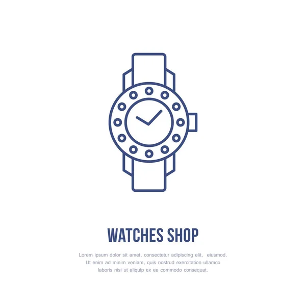 Uhren Mit Diamanten Abbildung Armbanduhr Flatline Symbol Uhrengeschäft Oder Reparaturservice — Stockvektor