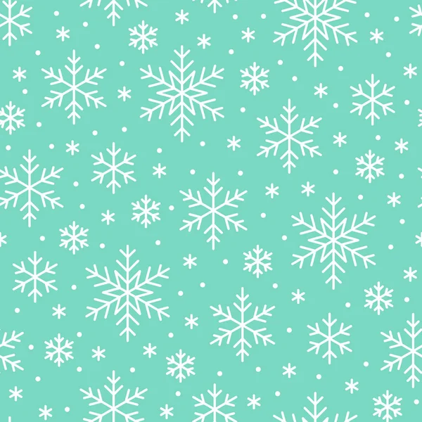 クリスマス 新年のシームレスなパターン 雪の結晶ラインイラスト 冬の休日 寒い季節の雪のフレーク 雪のベクトルアイコン 祝賀会暗白色繰り返される背景 — ストックベクタ