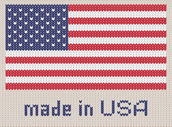 アメリカ製のアメリカ国旗のニットパターン 現代のベクトル装飾 ウールニットテクスチャ 米国のバナー フラットニット標準 星とストライプは サイト用の要素を設計します 手作り旗 — ストックベクタ