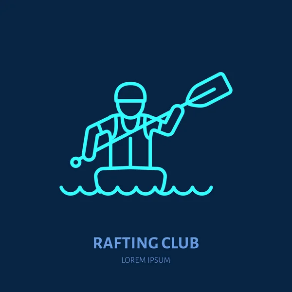Rafting Kayak Icono Línea Plana Ilustración Vectorial Del Deporte Acuático — Vector de stock