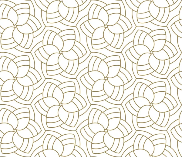 Бесшовный Цветочный Узор Абстрактной Геометрической Текстурой Цветочной Линии Золото Белом — стоковый вектор