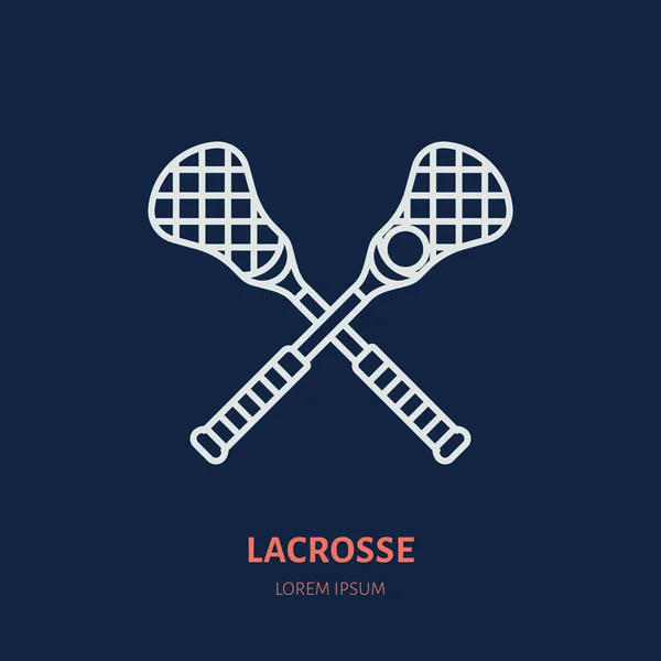 Icono Línea Vectorial Lacrosse Logotipo Bola Palos Señal Equipo Ilustración — Archivo Imágenes Vectoriales