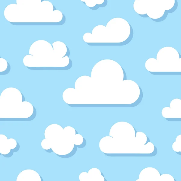 Lindo Bebé Patrón Sin Costuras Con Cielo Azul Con Nubes — Vector de stock