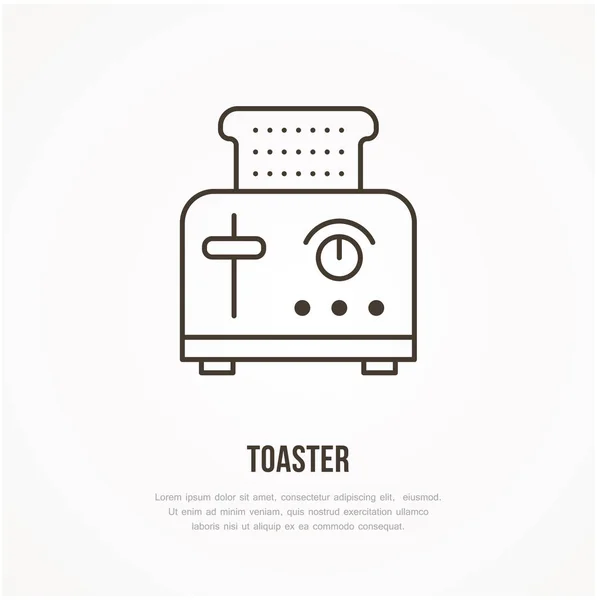 Toaster Vektor Flache Linie Symbol Kochutensilien Lineares Zeichen Umrisssymbol Für — Stockvektor