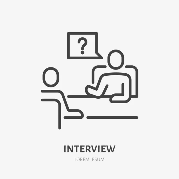 Arbetsintervju Platt Linje Ikon Business Person Konversation Vektor Illustration Tunna — Stock vektor