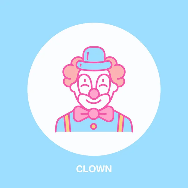 Bella Icona Della Linea Clown Sorridente Logo Vettoriale Circo Party — Vettoriale Stock